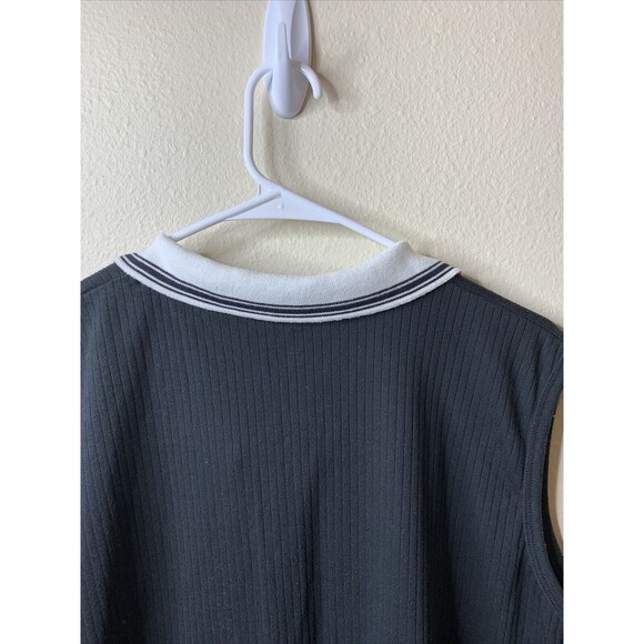 Basic Editions Vintage 90's Black Ribbed Zipper Neck Sleeveless Casual Tank 2x - Picture 7 of 8